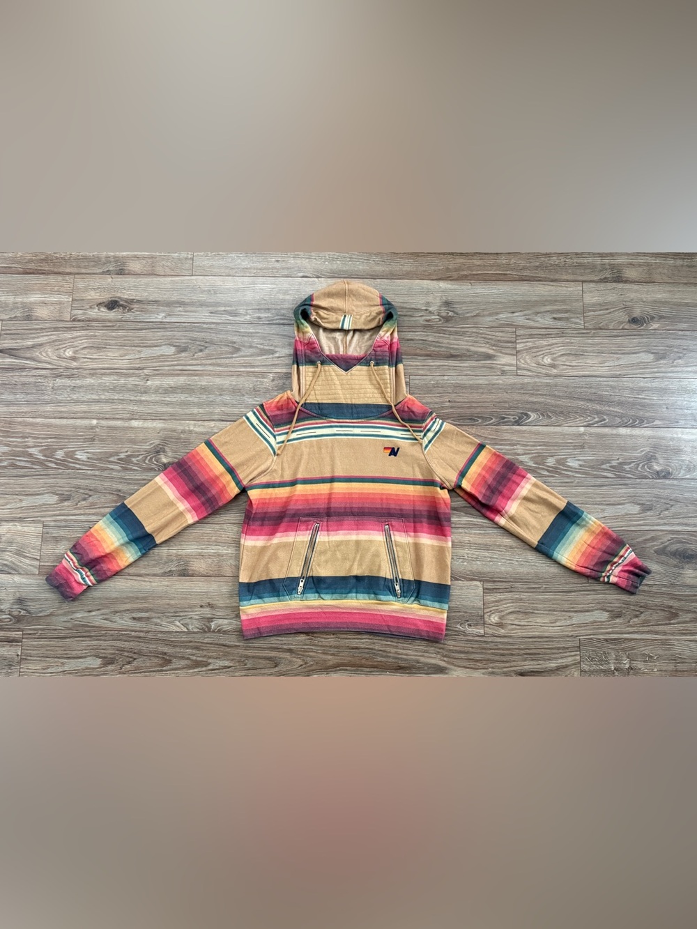 Aviator Nation Ninja hoodie tan / pink sweatshirt w/ matching pants NWT, size S - Picture 2 of 9